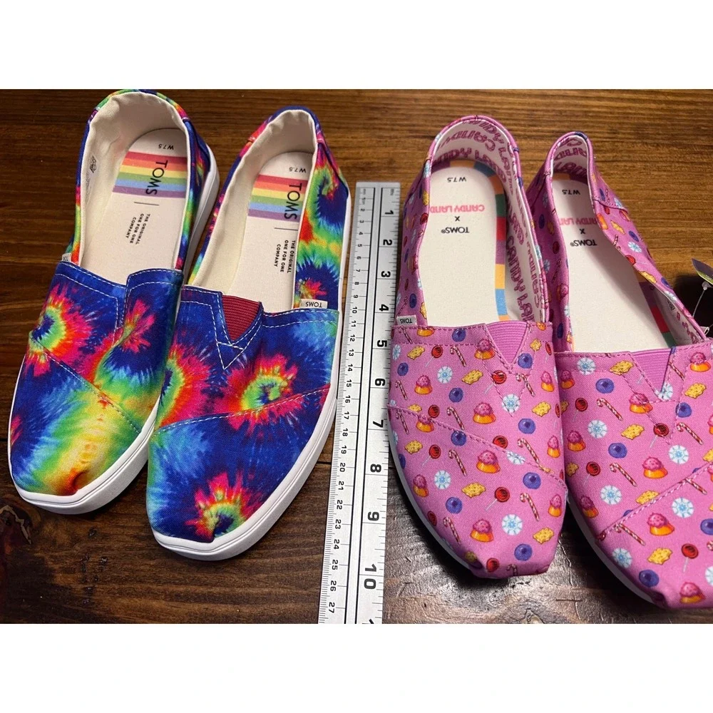 TOMS Alpargata Shoes Womens 7.5 Pink Candy Land & Tie Dye Set of 2 NEW